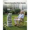 31.5" 5-Tier Rock Gray Outdoor Water Fountain with LED Lights Modern Bowl-Stacking Fiberglass